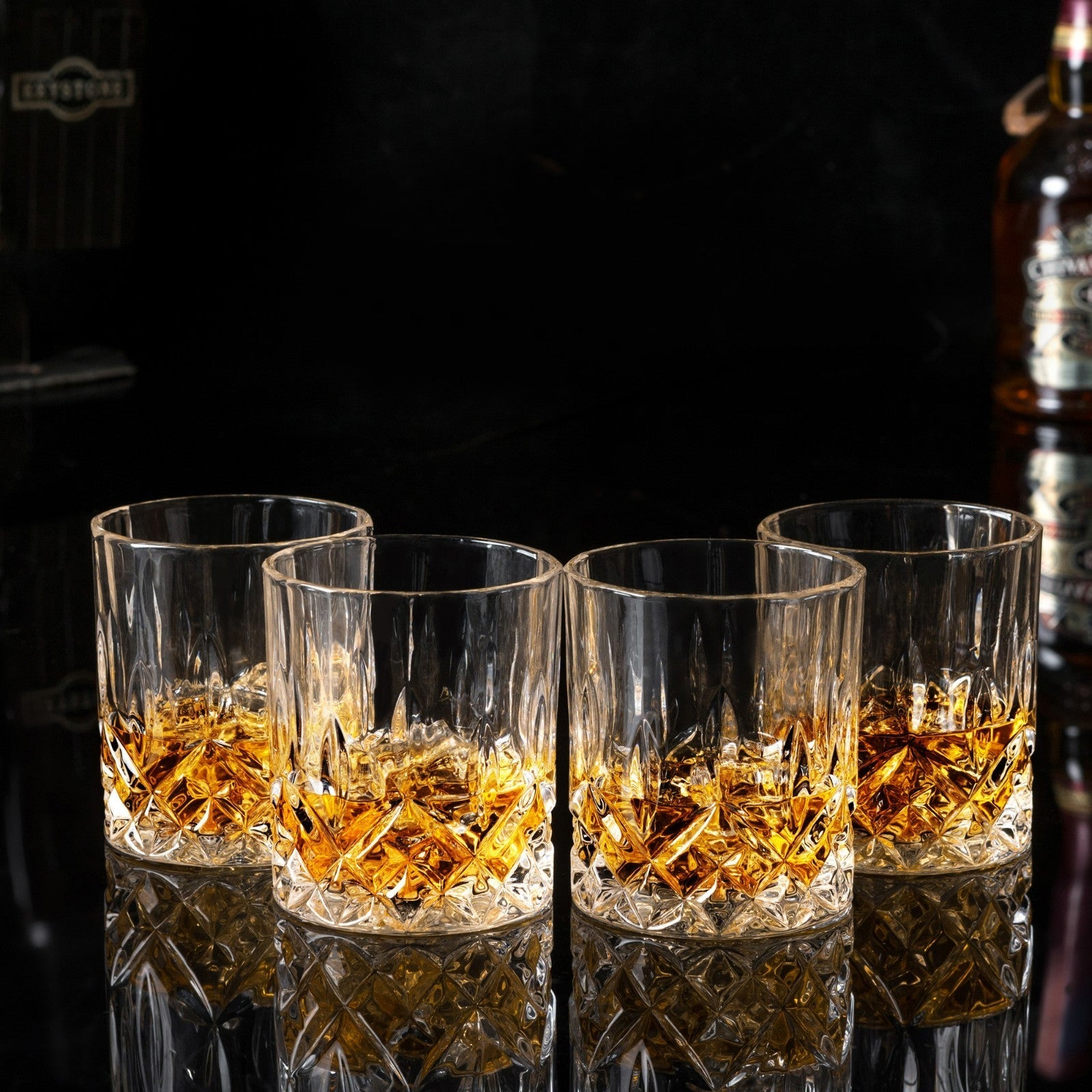 Whiskey Glasses Set of 4 Old Fashioned Cocktail Tumbler Cups Men Dad Gift