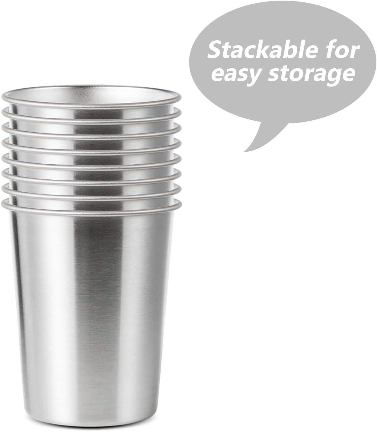 8 Pack 6 oz Stainless Steel Cups for Kids, BPA Free Healthy Metal Shatterproof S