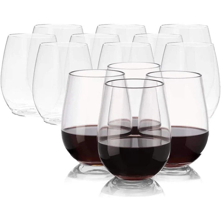 Set of 10 Wine Stemless Clear Tumblers 5.5 oz Plastic Glasses 10 Count Small Cup